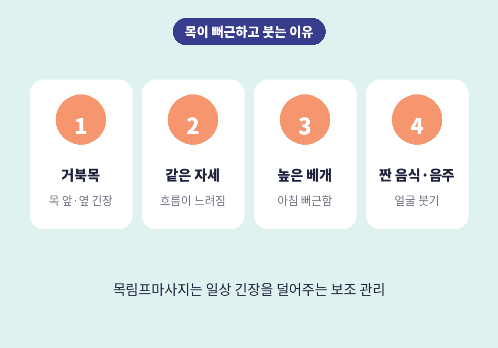 거북목 자세와 목 림프마사지가 필요한 생활 습관