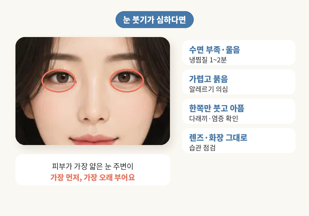 눈 주변 아침 얼굴 붓기 체크 포인트