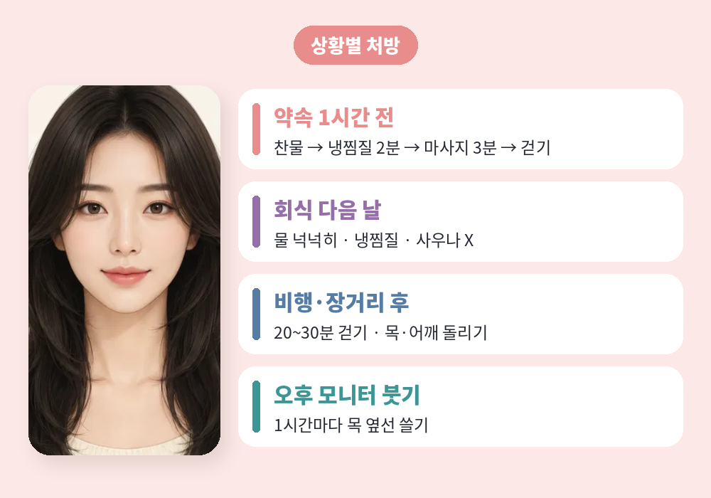 약속 전 회식 다음 날 비행기 후 상황별 얼굴 붓기 빼는 법