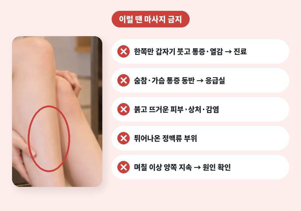 다리 붓기 마사지를 하면 안 되는 경우와 진료 신호