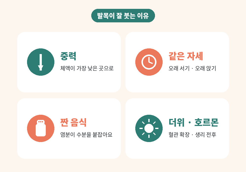 발목 붓기 마사지가 필요한 이유 중력 자세 짠 음식