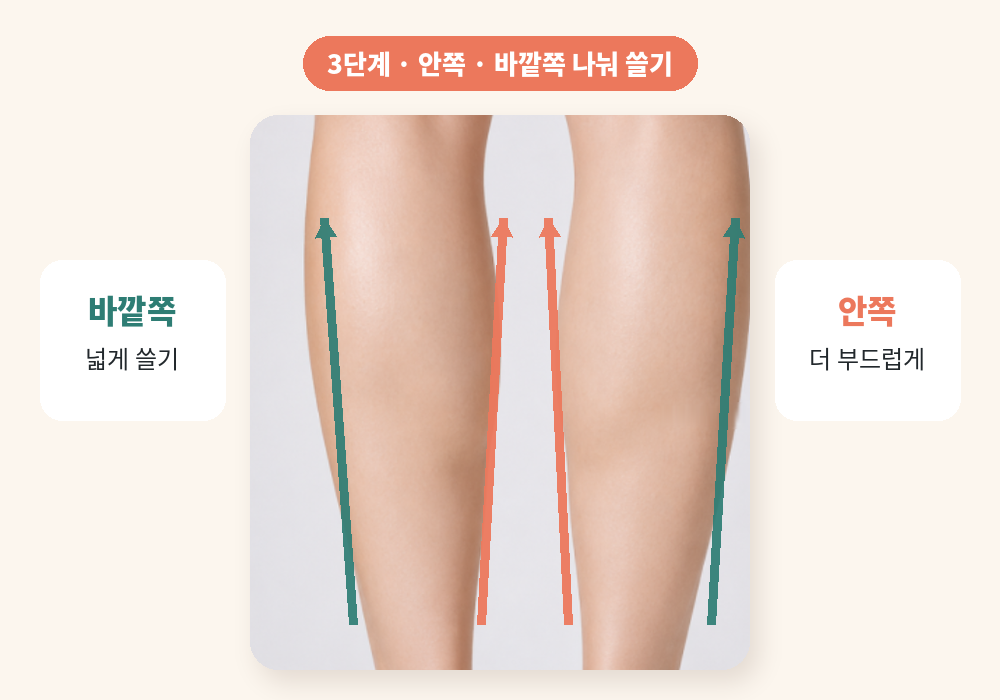종아리 붓기 마사지 3단계 안쪽 바깥쪽 나눠 쓸기