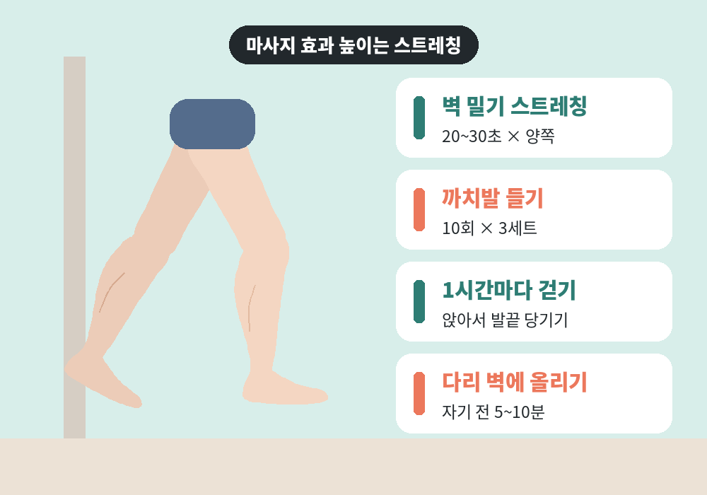 종아리 붓기 마사지 효과를 높이는 스트레칭과 생활 습관