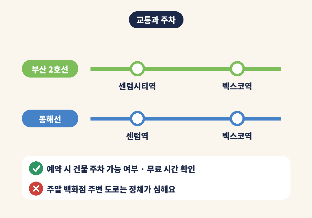 센텀 스웨디시 마사지 이용 시 지하철 2호선 동해선 교통 정보