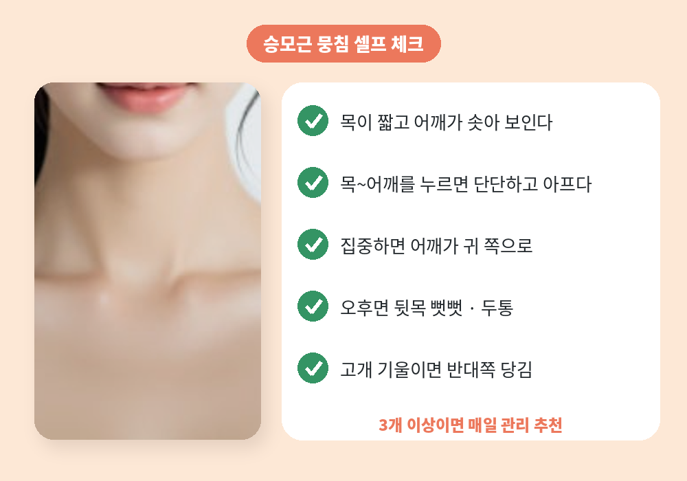 승모근 뭉침 셀프 체크리스트