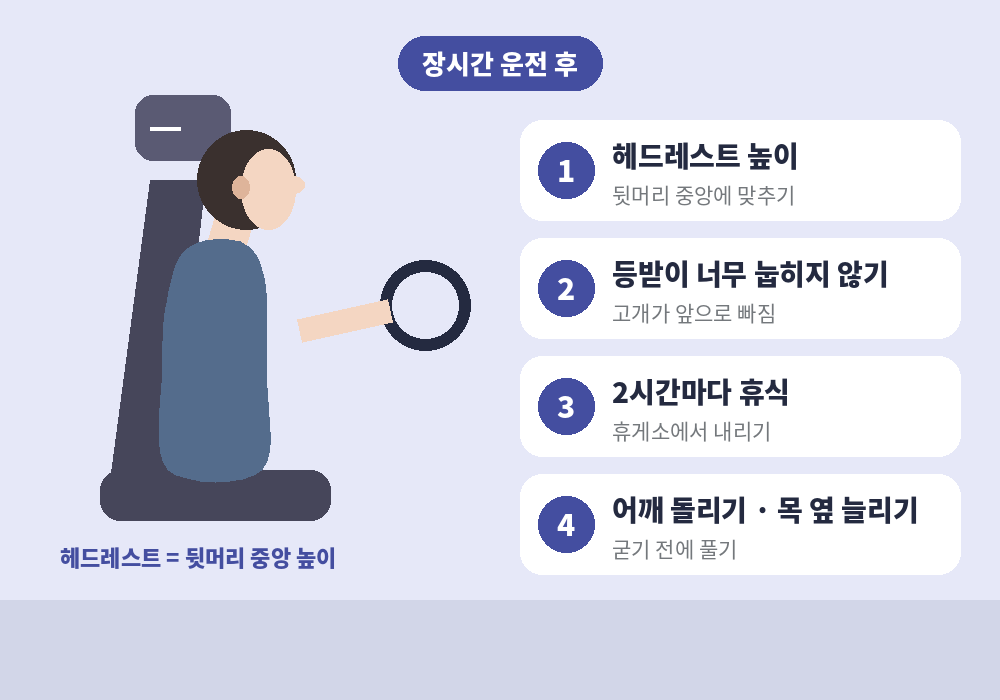 장시간 운전 후 목 뻐근할 때 헤드레스트와 휴식