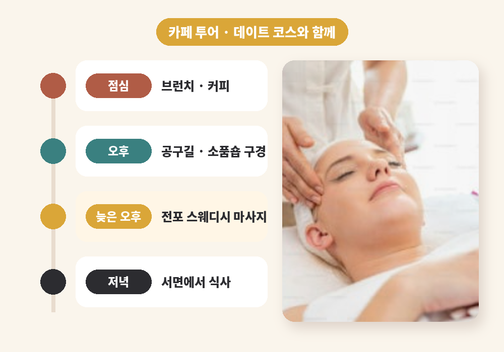 카페 투어 데이트 코스와 전포 스웨디시 마사지 함께 즐기기