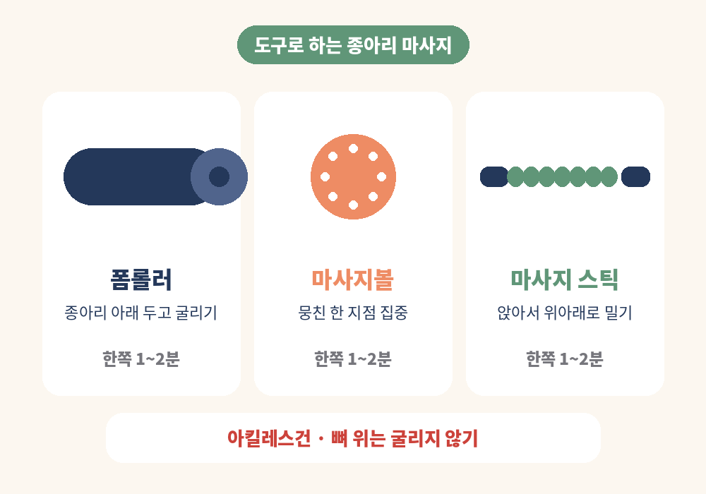 도구로 하는 종아리 마사지 폼롤러 마사지볼 마사지 스틱