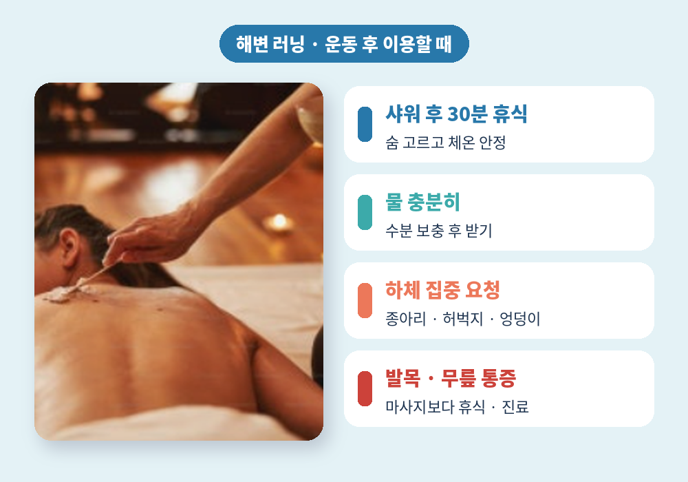 광안리 해변 러닝 운동 후 광안동 스웨디시 마사지 이용 팁