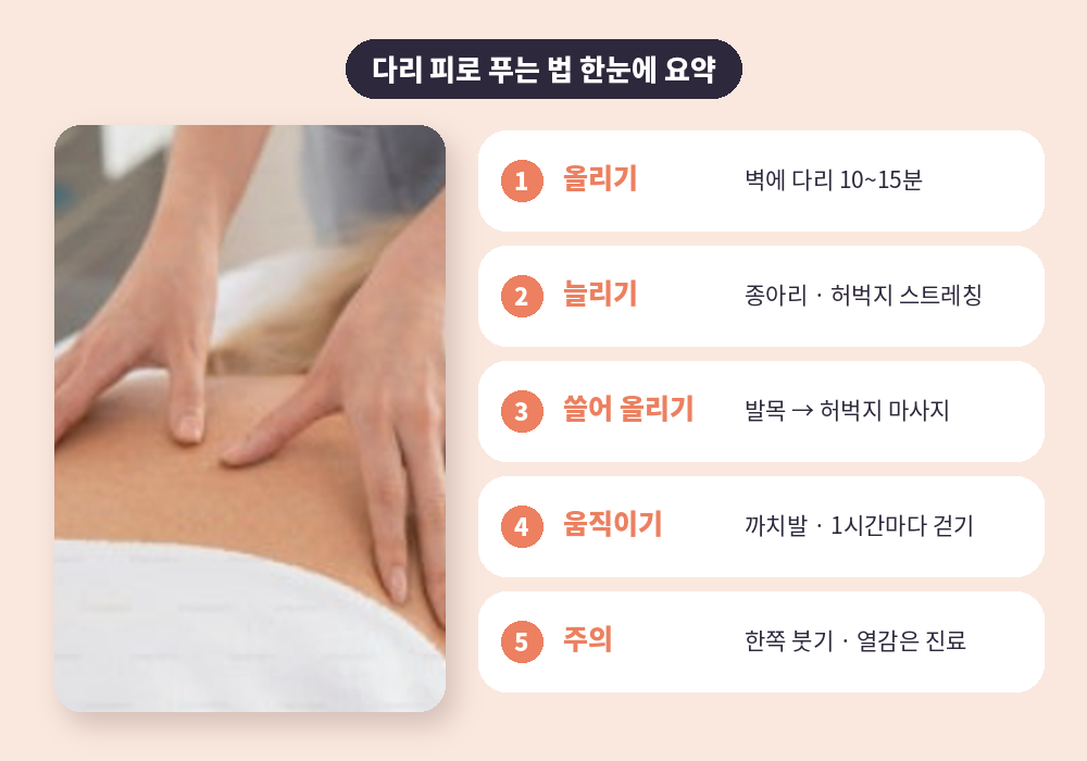 다리 피로 푸는 법 7가지 요약