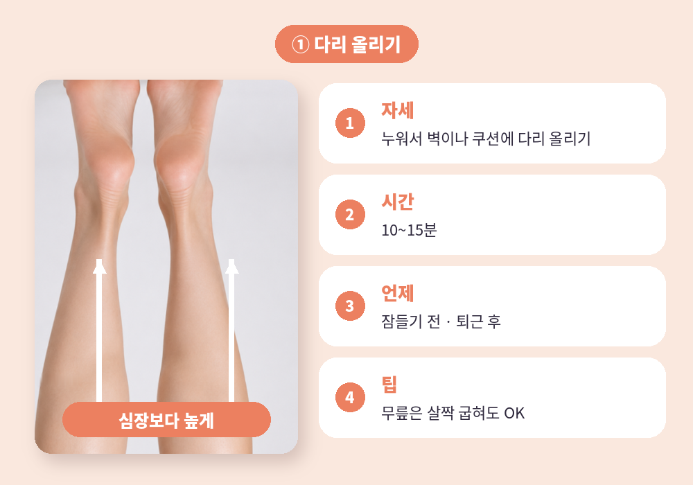 다리 피로 푸는 법 벽에 다리 올리기 자세