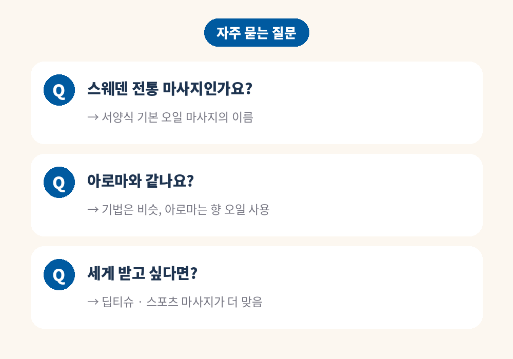 스웨디시 마사지 뜻 관련 자주 묻는 질문