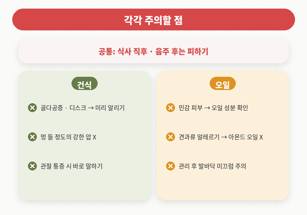 건식 마사지 오일마사지 주의사항