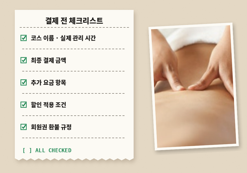 마사지 가격 결제 전 체크리스트