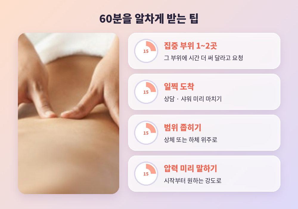 마사지 60분 알차게 받는 팁 집중 부위 요청