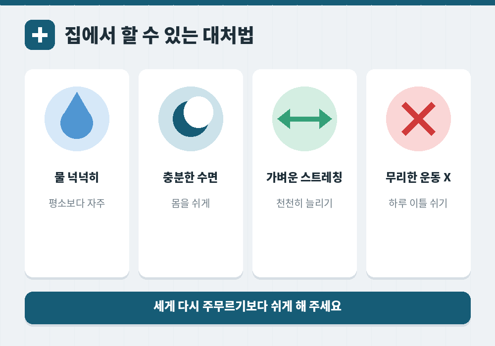 마사지 후 통증 집에서 할 수 있는 대처법 휴식 수분 스트레칭