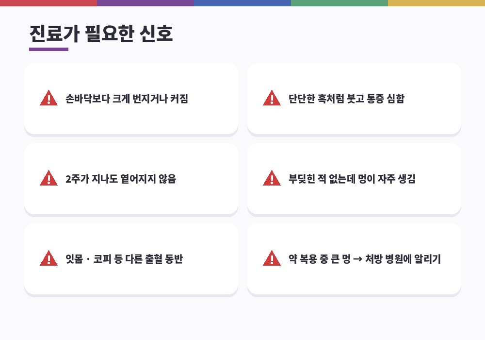 마사지 후 멍 진료가 필요한 신호