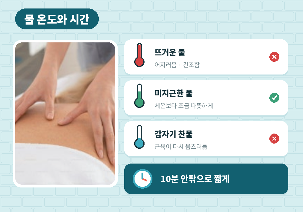 마사지 후 샤워 물 온도 미지근한 물 샤워 시간