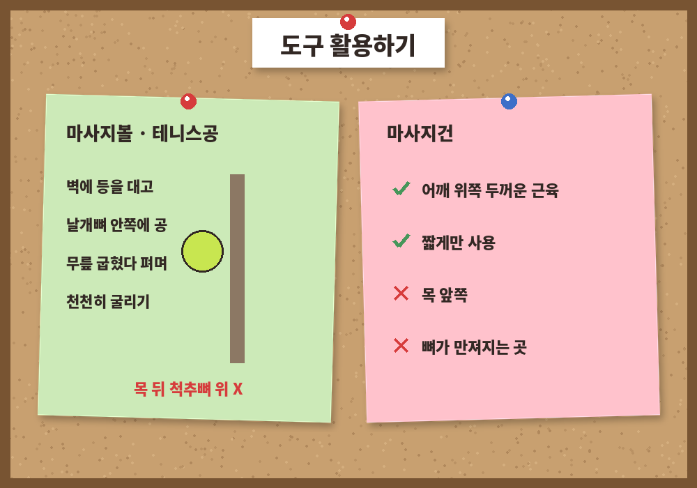 목 셀프마사지 마사지볼 테니스공 벽 활용 방법