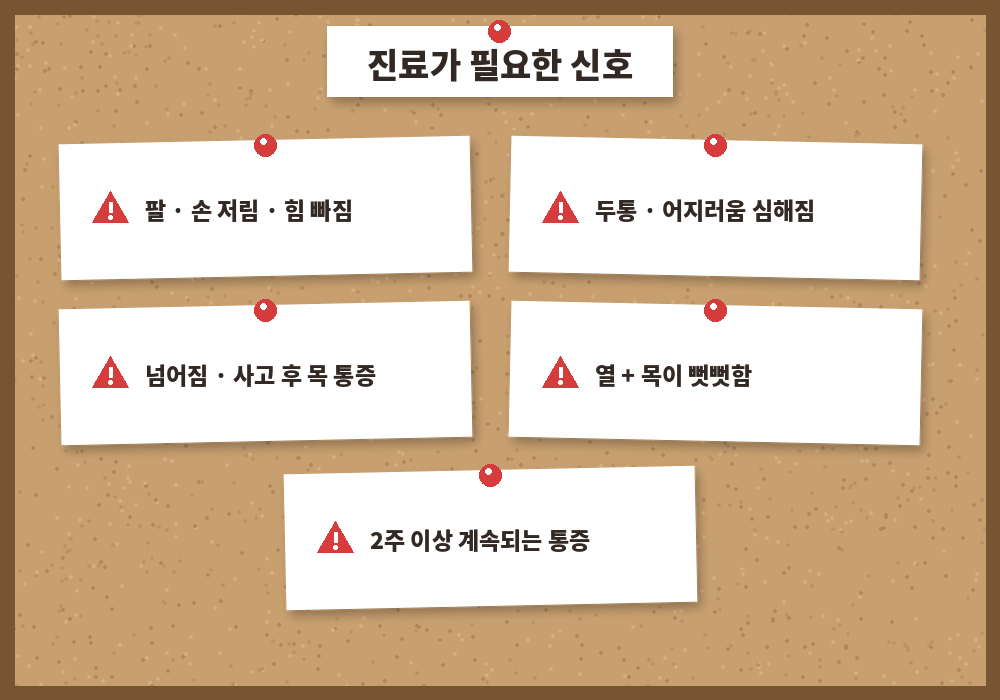 목 셀프마사지 대신 진료가 필요한 신호 팔 저림 두통