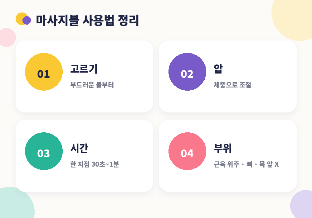 마사지볼 사용법 종류 원칙 부위 주의사항 요약