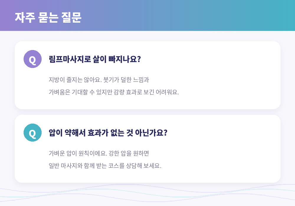 강동 림프마사지 자주 묻는 질문