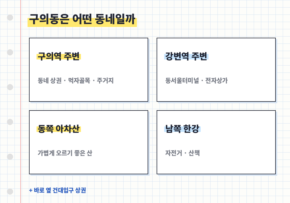 구의동 마사지 구의역 강변역 동서울터미널 아차산 한강 생활권
