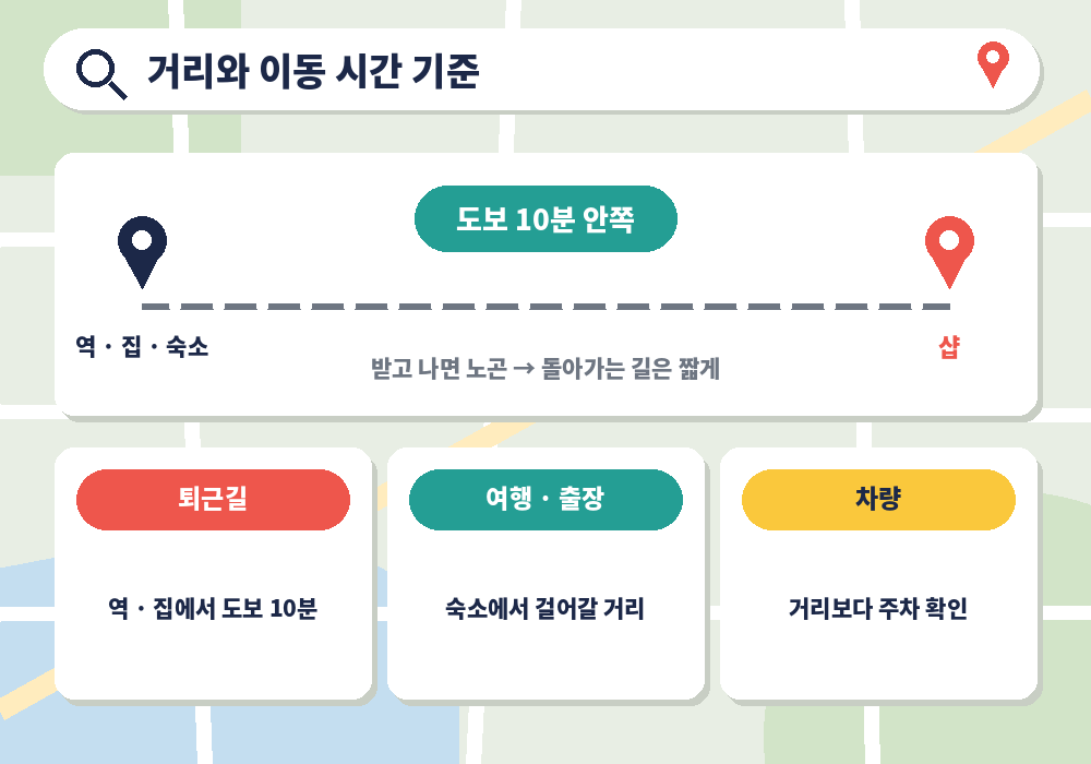 근처 마사지 도보 10분 이동 시간 기준