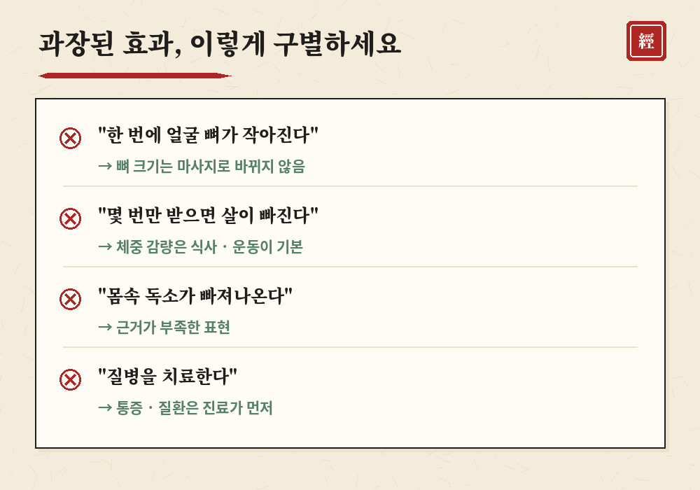 경락마사지 효과 과장 광고 구별 체크