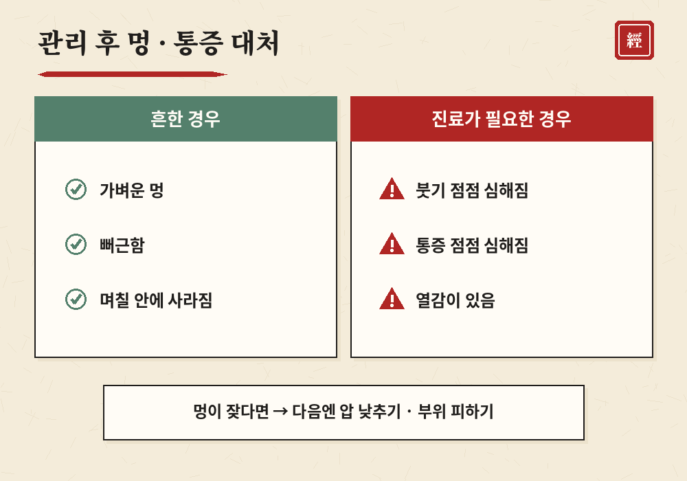 경락마사지 후 멍 통증 대처법