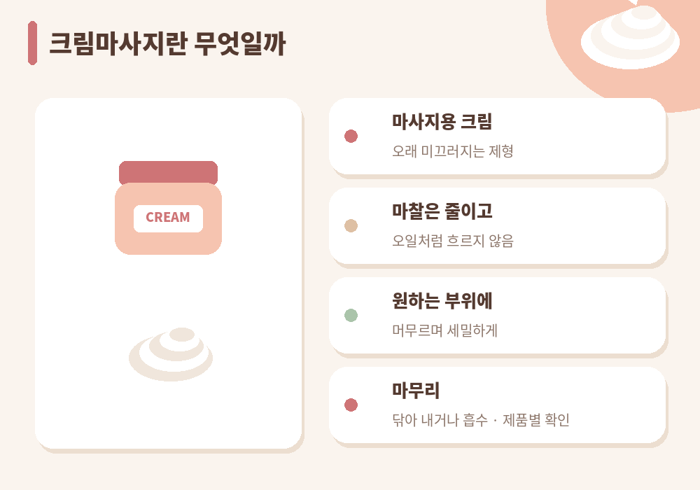 크림마사지 특징 마사지 크림 제형 설명