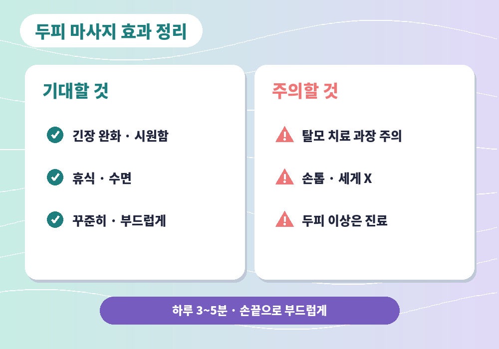 두피 마사지 효과 방법 주의사항 요약