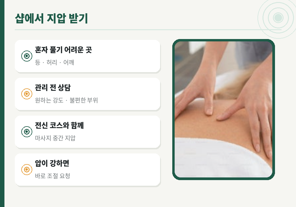 지압 마사지 샵 이용 전신 관리 지압 코스