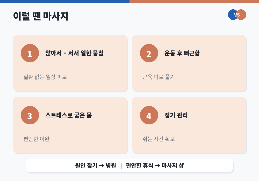 마사지가 잘 맞는 경우 일상 피로 뭉침 스트레스 휴식