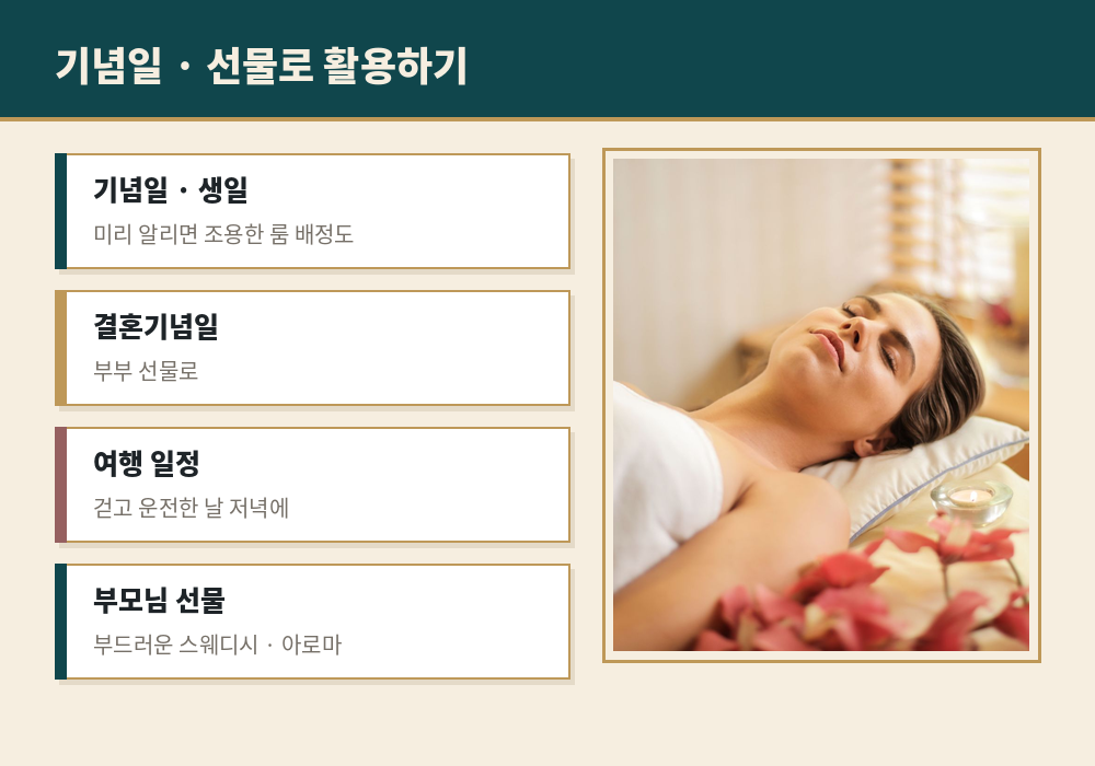 커플 마사지 기념일 생일 선물 여행 일정 활용