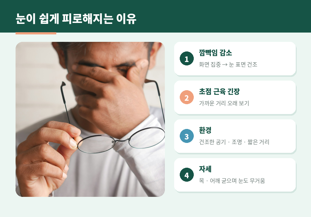 눈 피로 마사지 눈 피로 원인 화면 사용 깜빡임 감소