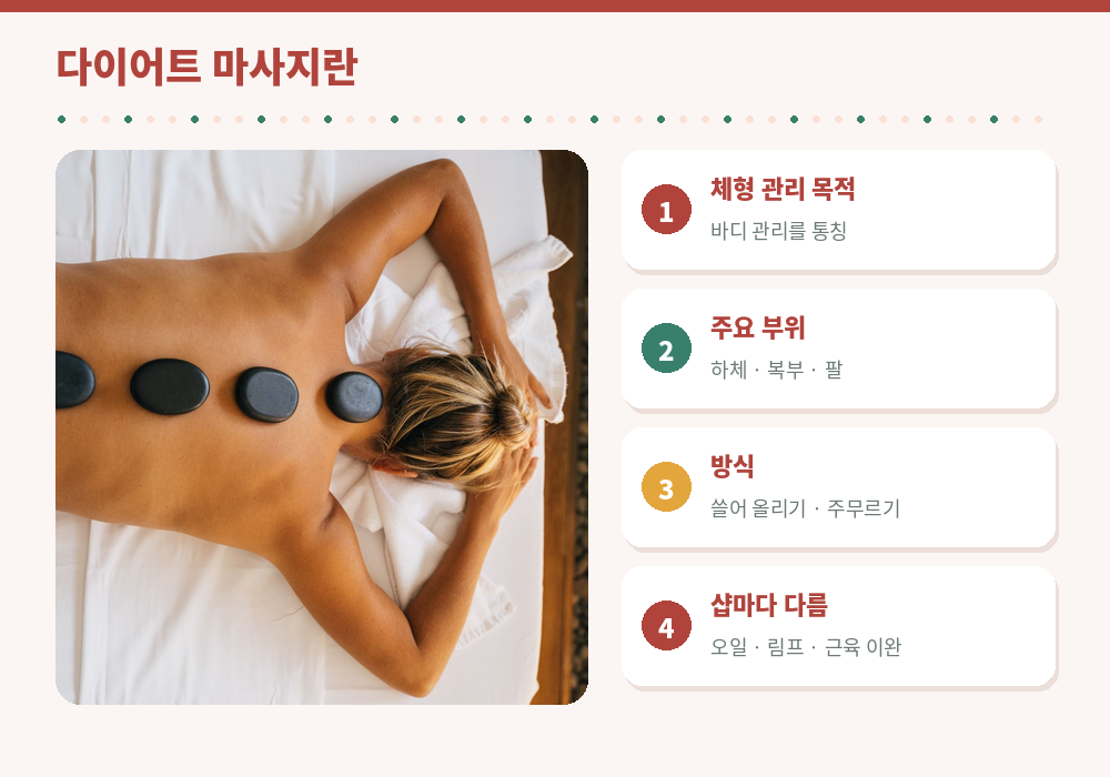 다이어트 마사지란 체형 관리 붓기 관리 림프 마사지 바디 관리