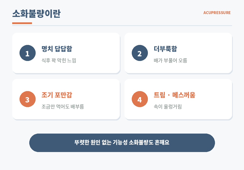 소화불량 증상 명치 답답함 더부룩함 조기 포만감 트림 속쓰림